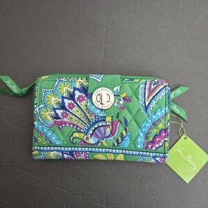 Vera Bradley Colorful Paisley Twist Lock Wallet Size 8x4.5 NWT